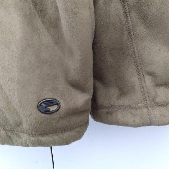 tan quarter zip faux-suede pullover - Picture 3 of 8